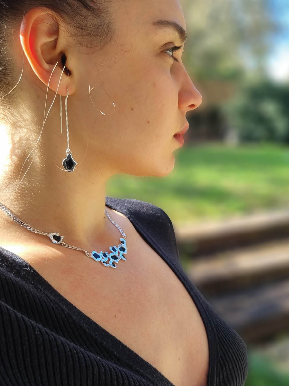 Large Leopard Long Chain Silver Earring