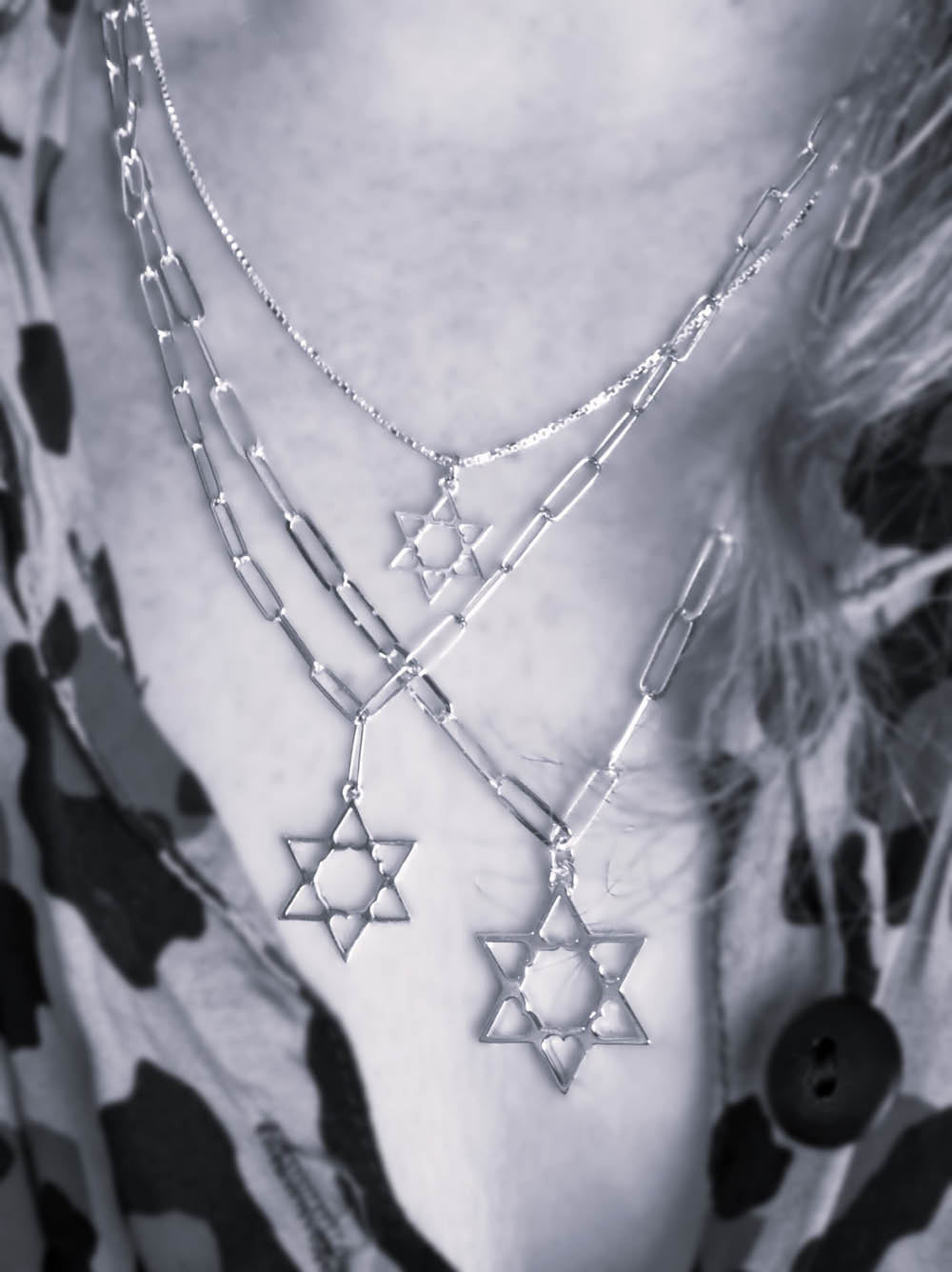 Star Of David With Hearts Necklace