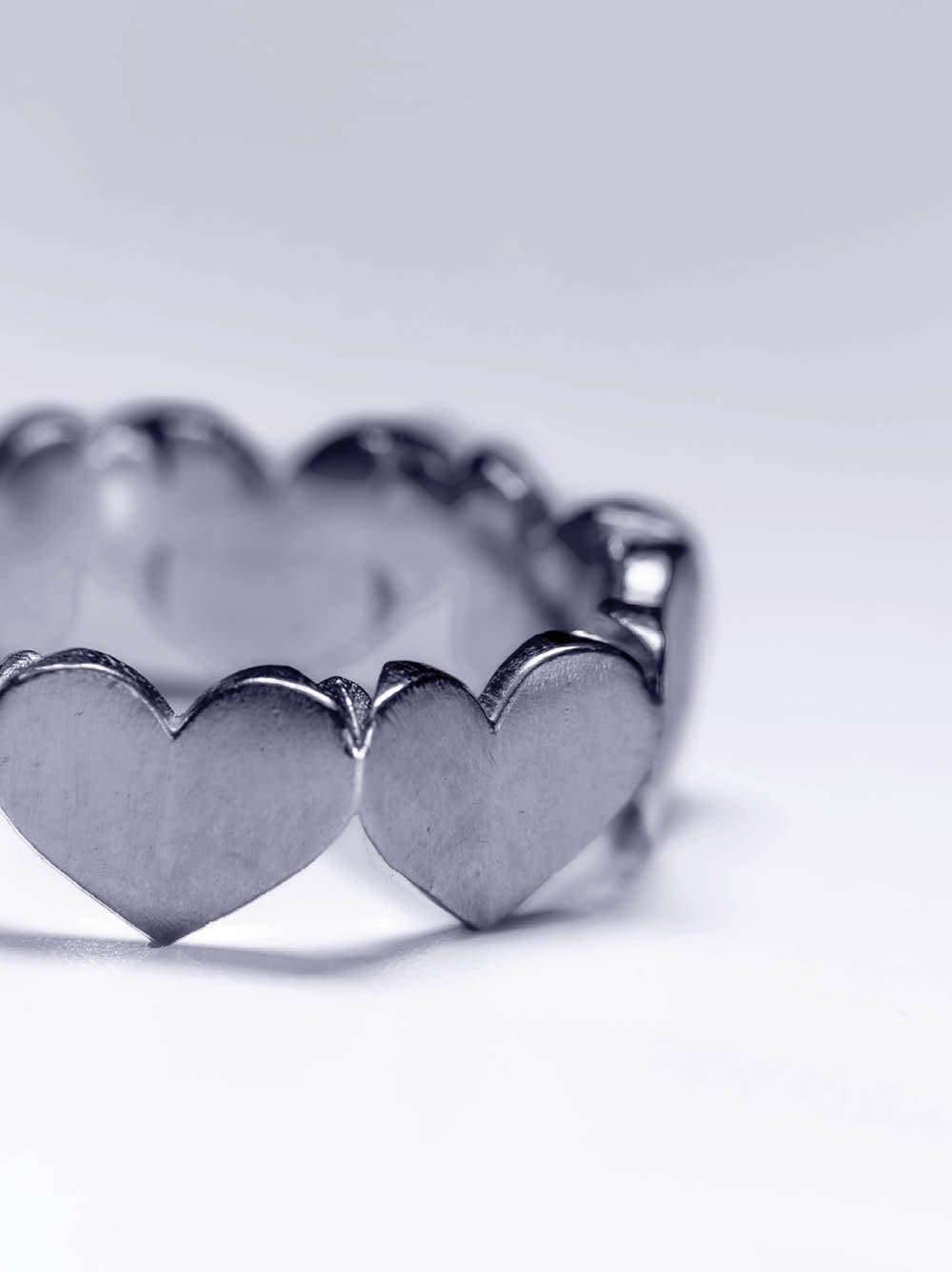 Large Hearts Silver Ring